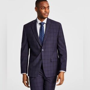 MK Men's Navy Plaid Blazer